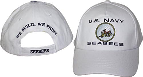 Beyaz ABD Donanması Seabees İşlemeli Beyzbol Şapkası Şapka