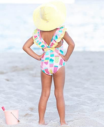 RuffleButts ® Bebek / Yürümeye Başlayan Kızlar UPF 50 + Güneş Koruyucu Geniş Kenarlı Mayo Güneş Şapkası