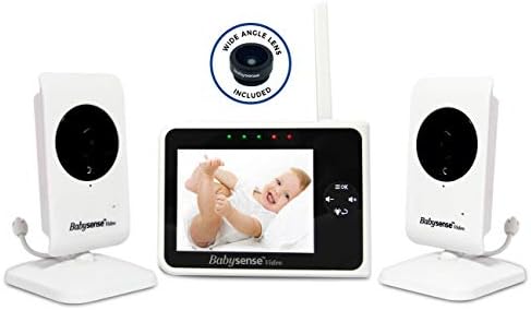 Babysense Video Bebek Monitörü 2 Kameralı 3.5 Ekran-Değiştirilebilir Geniş Açılı Lens, Gece Görüşü, Geri Konuşma, Oda Sıcaklığı,