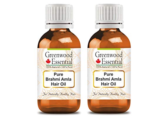 Greenwood Uçucu Saf Brahmi Amla saç Yağı ile Cam Damlalık Prim Terapötik Sınıf için Saç, Cilt ve Aromaterapi (Üç Paketi) 100