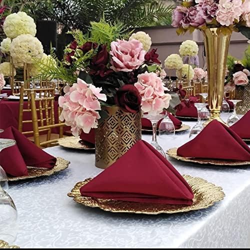 30 Parça Bez Peçeteler 18 × 18 İnç Yıkanabilir Polyester Bordo Yemeği Masa Peçeteler ile Hemmed Kenarları için Düğün Partiler