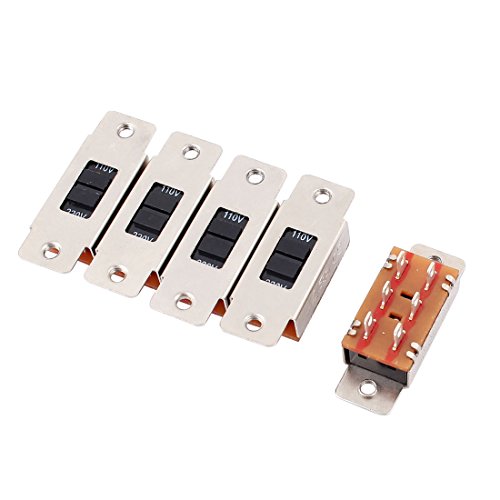 uxcell a15050900ux0347 2 Pozisyon DPDT 6 Pin Mini Slayt Anahtarı, 5 Parça, AC 3 Amp / 1.5 Amp, 125 V/250 V