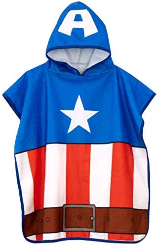 Marvel Erkek Kaptan Amerika Kapşonlu Havlu Panço