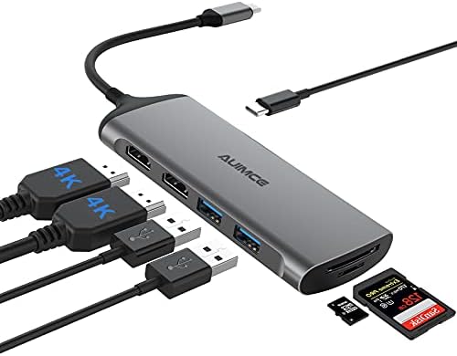 Çift HDMI Dizüstü Yerleştirme Istasyonu Çift Monitör, evrensel USB C Dock Üçlü Ekran Adaptörü MacBook Pro Hava, Windows Tipi