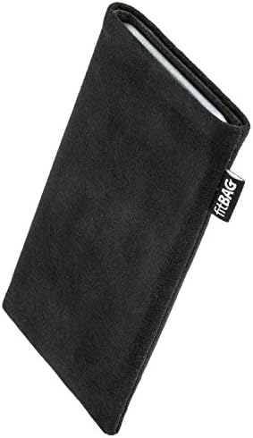 fitBAG Klasik Siyah Özel Tailored Kollu LG K50 / Almanya'da Yapılan / Hakiki Alcantara kılıf Kapak Ekran Temizleme için Mikrofiber