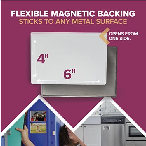 Buzdolabı Paketi için Verve Manyetik Fotoğraf Cebi Resim Çerçevesi, 2.5 x 3.5 İnç, 4 x 6 İnç ve 5 x 7 İnç, Paket Başına 20
