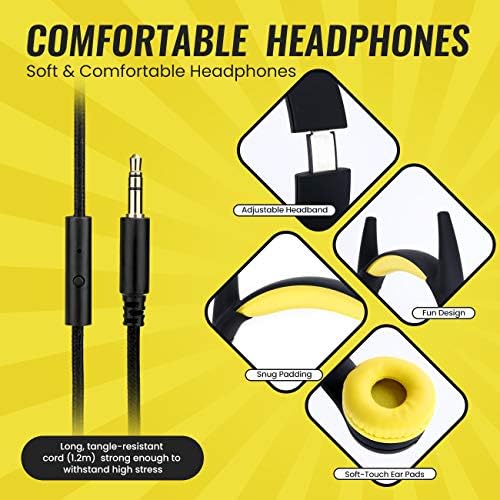 VoliBat Kulaklı Çocuk Kulaklıkları, Küçük Yardımcılar Müzik Paylaşım Fonksiyonlu Kablolu Kulak Üstü Kulaklıklar, 85dB Ses Sınırlı