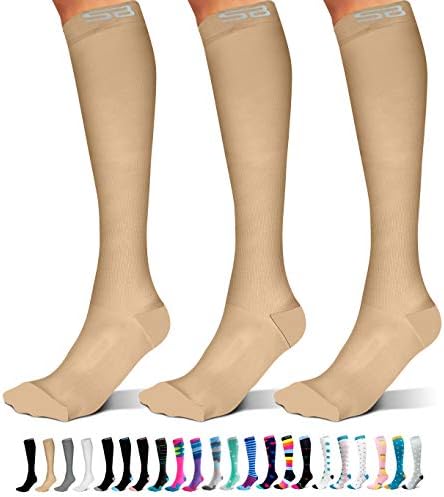 SB SOX 3-Pair Sıkıştırma Çorap (15-20 mmHg) Erkekler & Kadınlar için-Tüm Gün Giymek için En İyi Çorap!