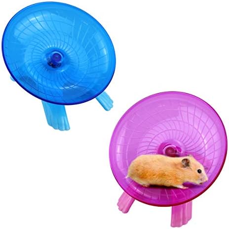 BİLLİOTEAM 2 Adet Hamster Sessiz Egzersiz Tekerlek, Uçan Daire, Koşu Tekerlek için Sıçan, Fare, Kirpi, Gerbil ve Diğer Küçük