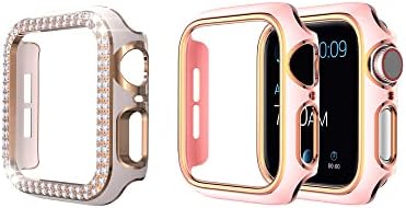 Kolgıos 2 ADET Kılıf Paketi Gül Altın / Pembe 38mm Eletroplate Çift Renkler PC Smartwatch Kılıf ile Uyumlu Apple Izle 3/2/1