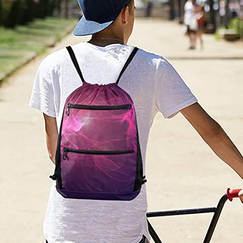 Duman Mavi Kırmızı Sis Pus İpli sırt çantası Çanta Cinch Çuval ile Cepler Eğitim İpli Spor Çantası