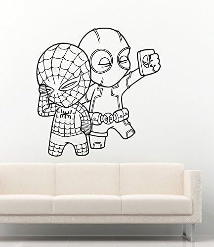 Serin Marvel Duvar Çıkartmaları Komik Küçük Deadpool Bebek ve Küçük Örümcek Adam Yapmak bir Özçekim Vinil Dekor Çıkartmalar