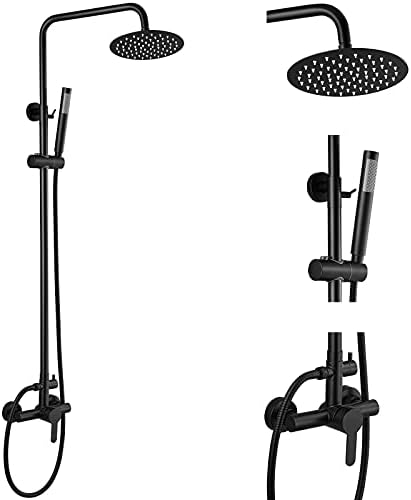 Aolemı Mat Siyah Açık Duş Musluk SUS304 Duş Fikstür Combo Set Paslanmaz Çelik 8 inç Yağış Duş Başlığı Kiti Tek Kolu Yüksek
