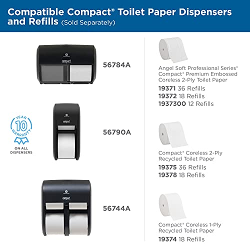 Kompakt 2 Rulolu Dikey Çekirdeksiz Yüksek Kapasiteli Tuvalet Kağıdı Dispenseri GP PRO (Georgia-Pacific), Siyah, 56790A, 1 Dispenser