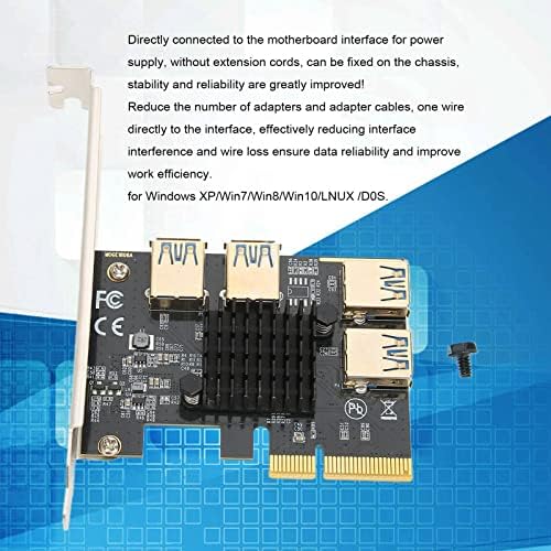 Dpofırs Pcıe Splitter 1 ila 4 PCI Yükseltici Kart, PCIe Çarpan Yükselticileri Madencilik için Harici 4 PCI-e USB3.0 Adaptörüne